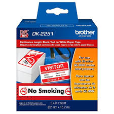 CINTA BROTHER DK2251 - TEXTO NEGRO Y ROJO SOBRE FONDO BLANCO - 62MM X 15MTS MODELO DK2251