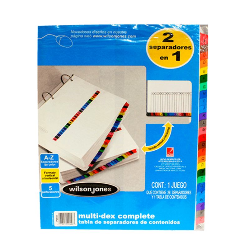 SEPARADOR WILSON JONES  P2188  5 DIVISIONES COLOR BLANCO ACCO TAMAÑO CARTA, P2188