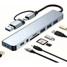 HUB USB-C 8 EN 1 CON USB 3.0, LECTOR SD Y AUDIO, TTUSB-C02