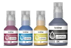 KIT 4 BOTELLAS DE TINTA BROTHER BTD100 PARA T730 T430 T830 NEGRO / MGENTA / CIAN / AMARILLO BTDPACK4