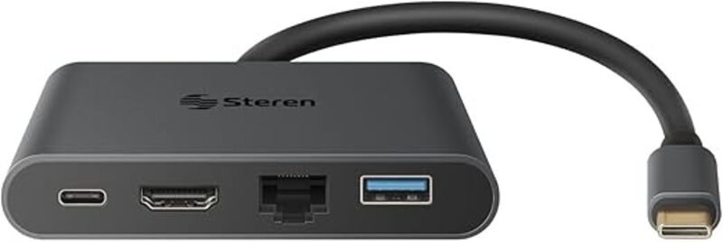 ADAPTADOR STEREN USB C A HDMI/USB 3.0/USB C/RJ45 COLOR NEGRO