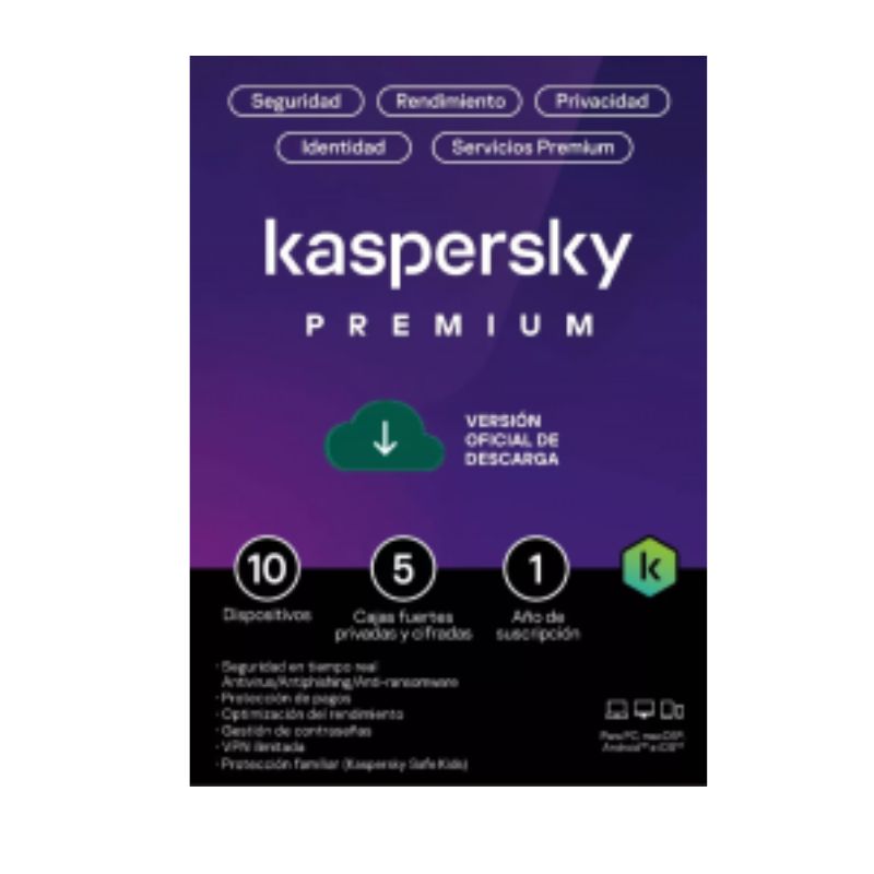 ANTIVIRUS KASPERSKY PREMIUM 10 DISPOSITIVOS 1 AÑO (TOTAL SECURITY) ESD    KL1047ZDKFS