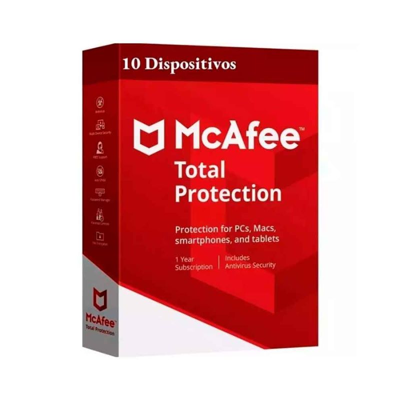 ANTIVIRUS MCAFEE MCAFEE TOTAL PROTECTION, 10 DISPOSITIVOS, 1 AÑO, WINDOWS/MAC/ANDROID/IOS     MTP00LNRXRDA