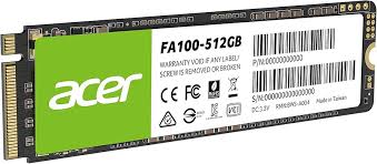 UNIDAD DE ESTADO SOLIDO ACER SSD INTERNO 512GB FA100 M.2 2280 NVME PCIE GEN 3X4 BL.9BWWA.119