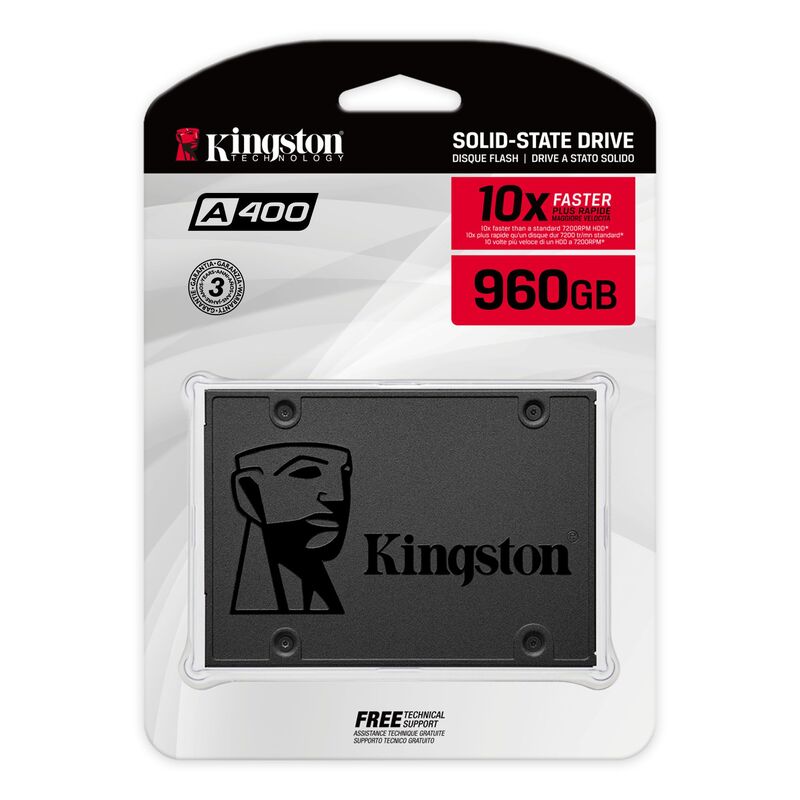 UNIDAD DE ESTADO SOLIDO SA4DISCO SSD KINGSTON TECHNOLOGY, 960 GB, SERIAL ATA III, 500 MB/S, 450 MB/S, 6 GBIT/S SA400S37/960G