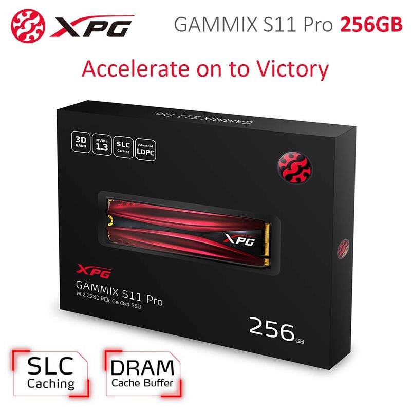UNIDAD DE ESTADO SOLIDO XPG ADATA GAMING S11 PCIE 256GB, 256 GB, PCI EXPRESS 3.0, 3500 MB/S, 3000 MB/S AGAMMIXS11P-256GT-C