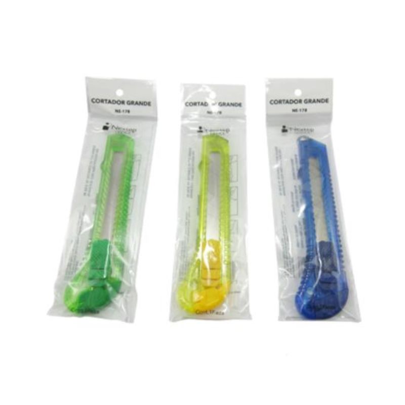 CUTTER DE PLASTICO GRANDE 18MM COLORES SURTIDOS NEXTEP NE-178PZA