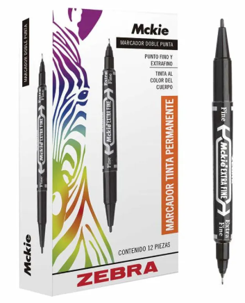 MARCADOR ZEBRA MOD Z4000 PERMANENTE DOBLE PUNTA (FINO Y EXTRA FINO) COLOR NEGRO 7501901640003PZA