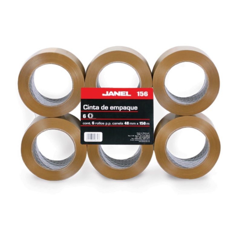 CINTA ADHESIVA JANEL MOD 156 PLUS EMPAQUE CANELA DE 48X150 MTS    7501035106727