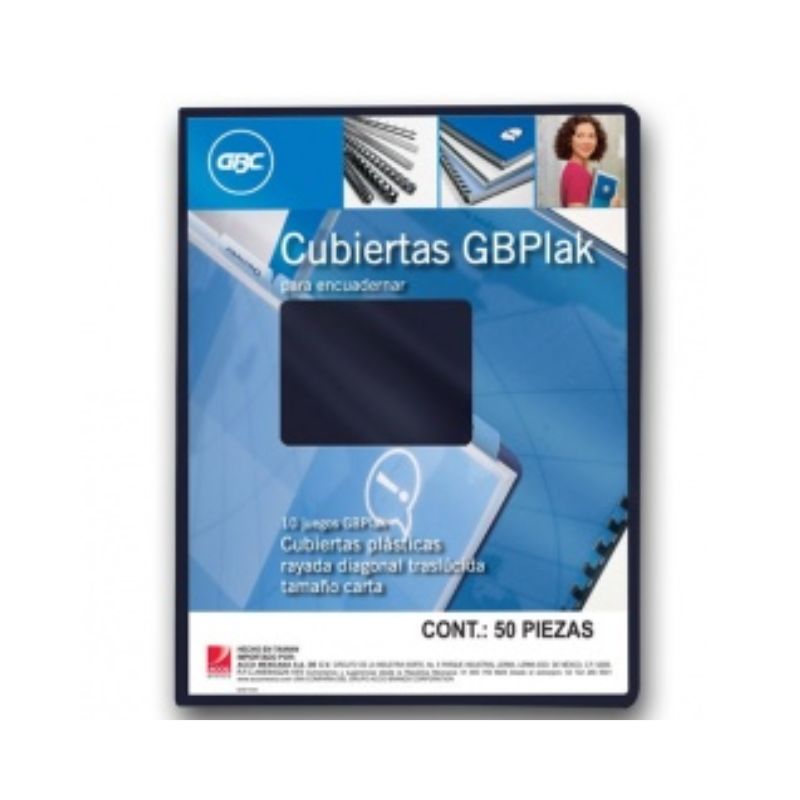 CUBIERTA GBC P3563 GBPLAK LISO, CUBIERTA PLASTICA, TAMAÑO CARTA, COLOR AZUL MARINO       7501357035637