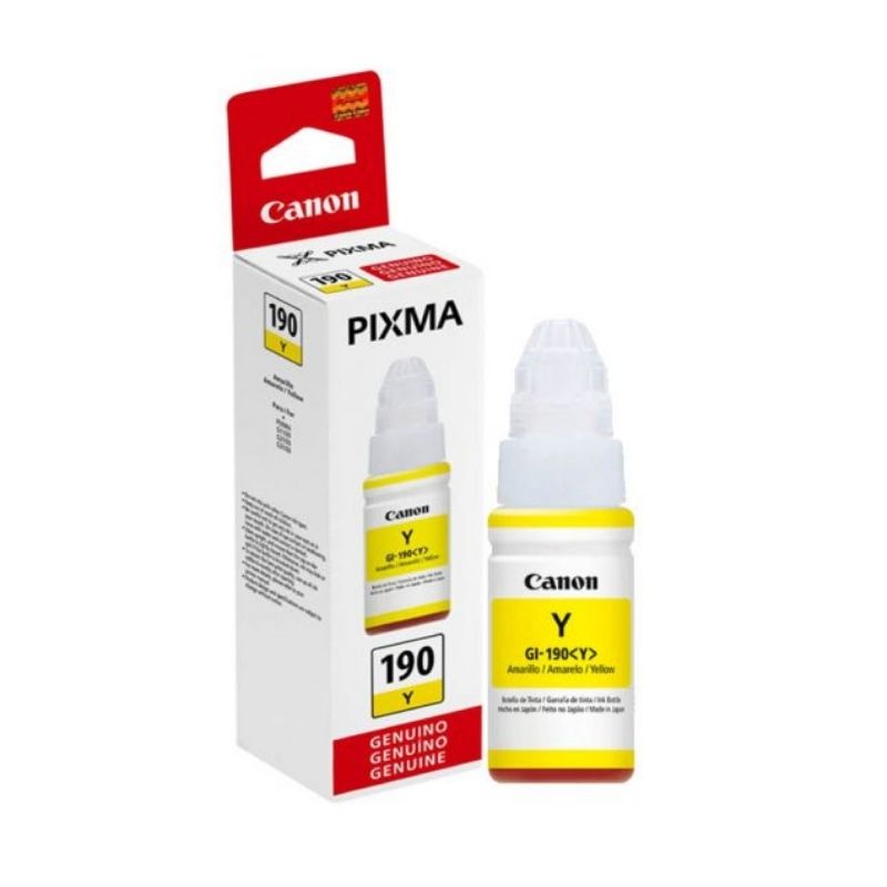TINTA CANON MOD GI-190Y, SERIES PIXMA G1100, G2100, G3100, HASTA 7,000 PAGINAS, COLOR AMARILLO 0670C001AB