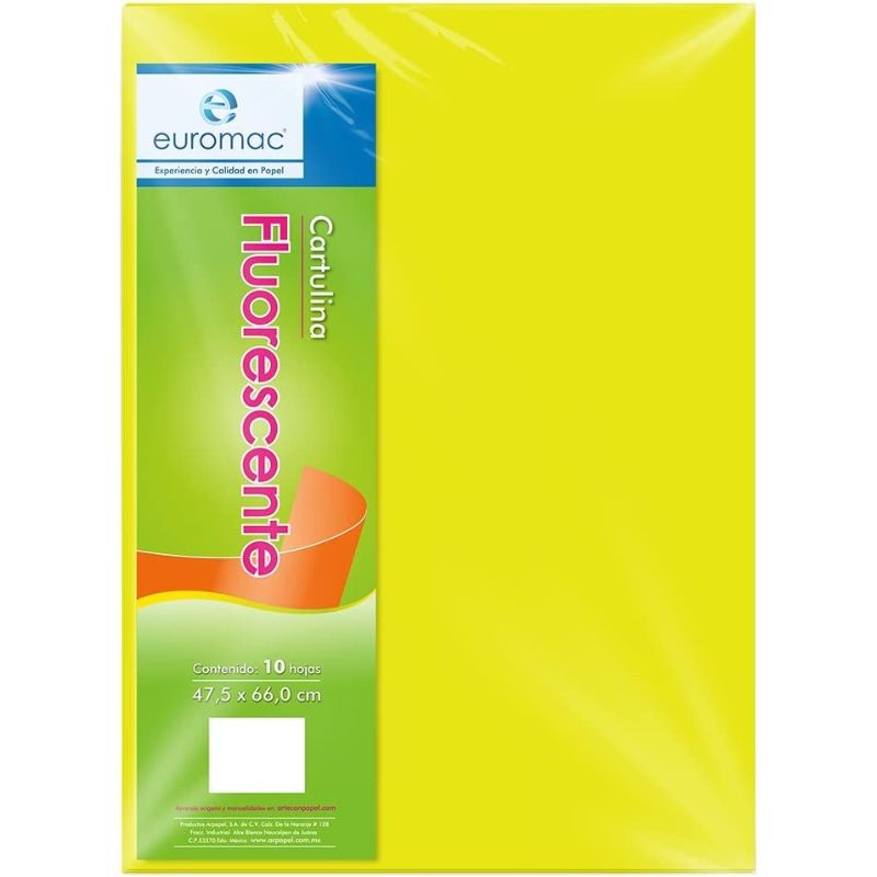 CARTULINA EUROMAC MOD 1600723 BRISTOL 50X65 AMARILLO FLOURESCENTE 1600723