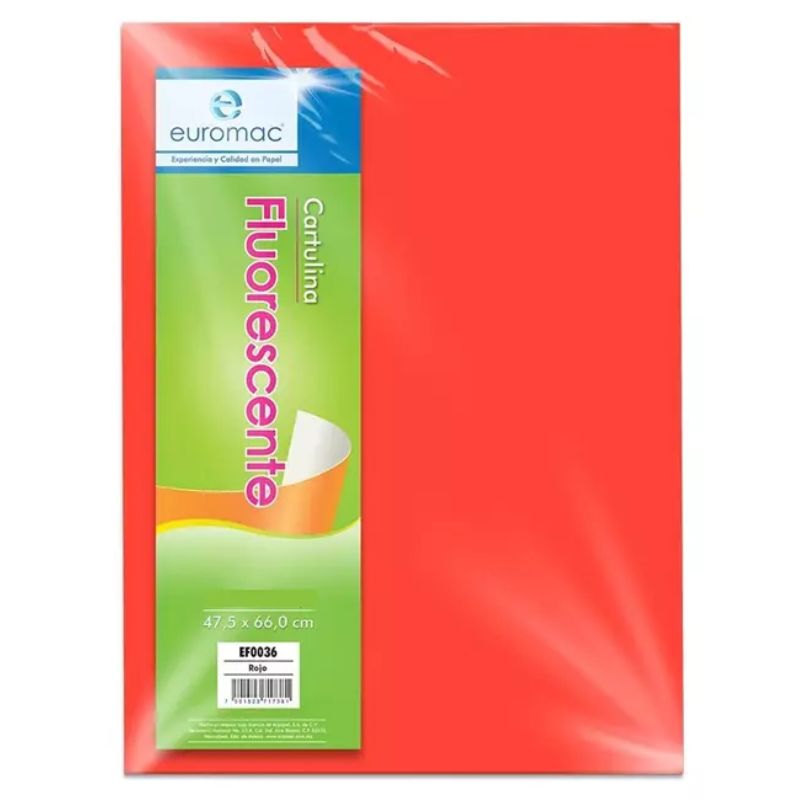 CARTULINA EUROMAC MOD 16007230 BRISTOL 50X65 NARANJA FLOURESCENTE 16007230