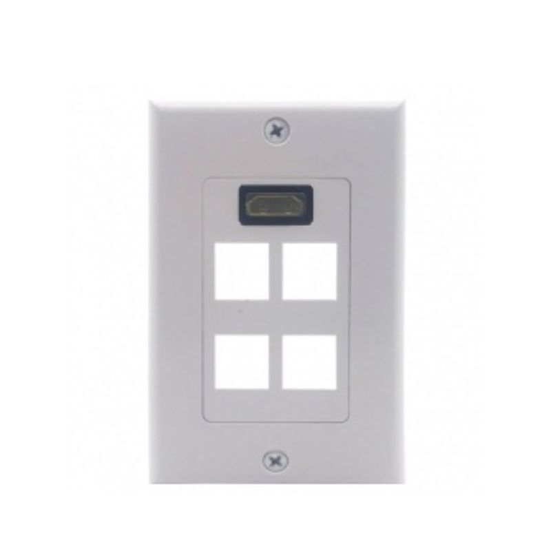 PLACA DE PARED  BROBOTIX 180404, TAPA HDMI 1 PUERTO HEMBRA + 4 CAVIDADES    180404