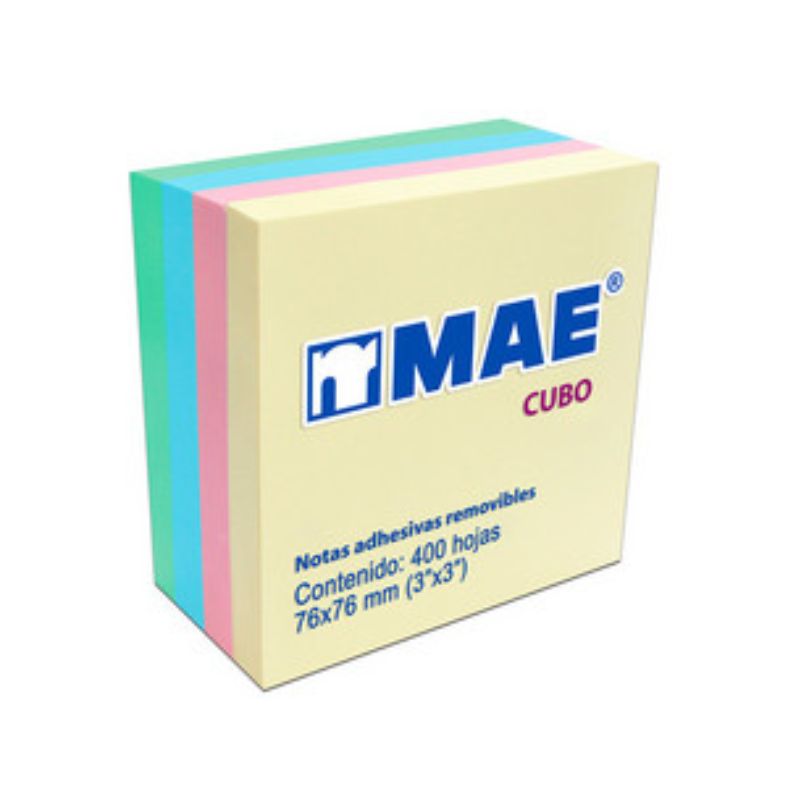 BLOCK DE NOTAS ADHESIVAS MAE 21013 3 X 3 (76MM X 76MM), COLORES PASTEL   21013