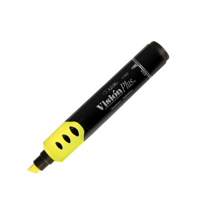 MARCADOR AZOR MOD VISION PLUS 2600AM FLUORESCENTE AMARILLO PUNTO CINCEL 6MM, TINTA BASE DE AGUA 301.2600AM