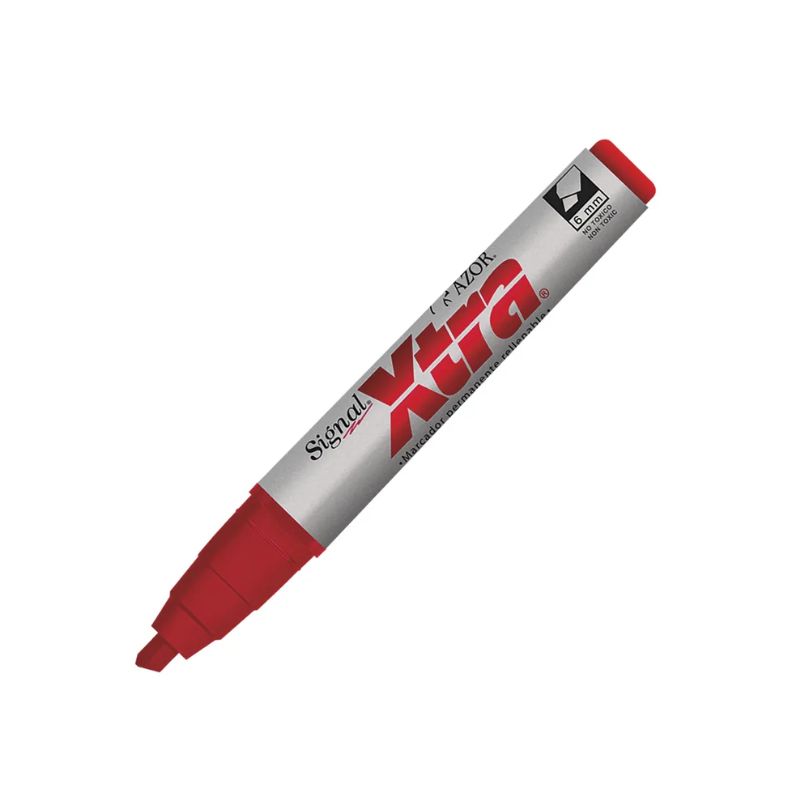 MARCADOR AZOR MOD X-TRA MOD 40002 PERMANENTE ROJO PUNTA DE CINCEL   301.40002