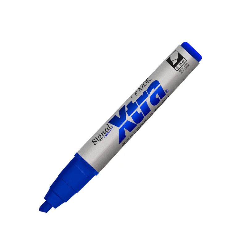MARCADOR AZOR MOD X-TRA MOD 40003 PERMANENTE AZUL PUNTA DE CINCEL   301.40003