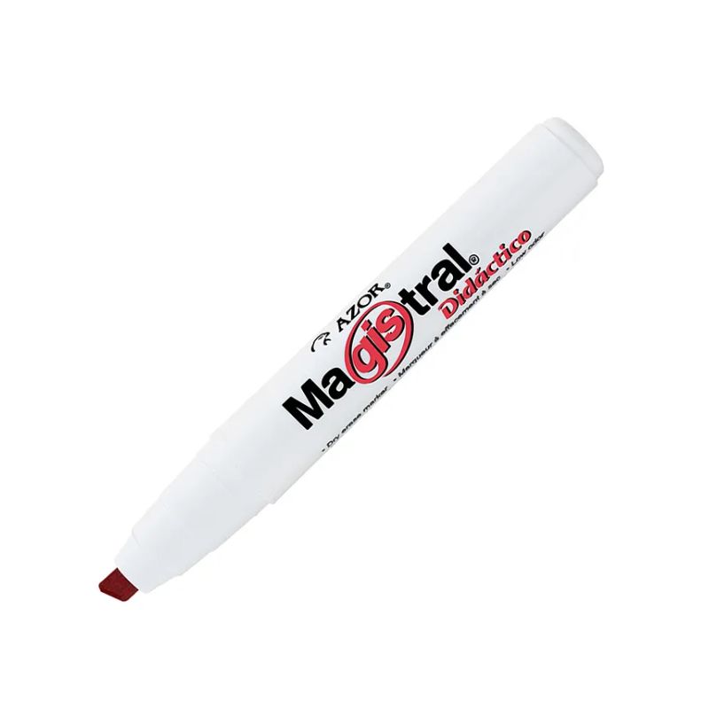 MARCADOR AZOR MOD MAGISTRAL DIDACTICO 8350RO PARA PIZARRON BLANCO COLOR ROJO PUNTA CINCEL 301.8350RO
