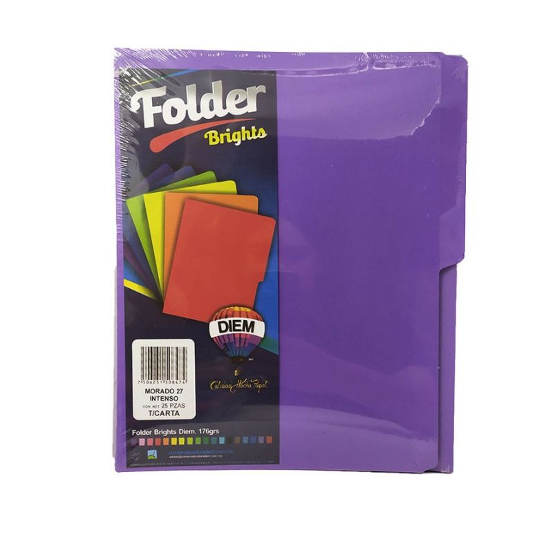 FOLDER DIEM FF27 T/CARTA 176GRS C/25 PIEZAS COLOR MORADO INTENSO   304020130