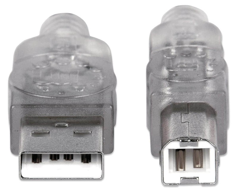 CABLE MANHATTAN CABLE PARA IMPRESORA USB-A A USB-B DE 5MTS, COLOR PLATEADO, VELOCIDADES DE HASTA 480 MBPS  345408