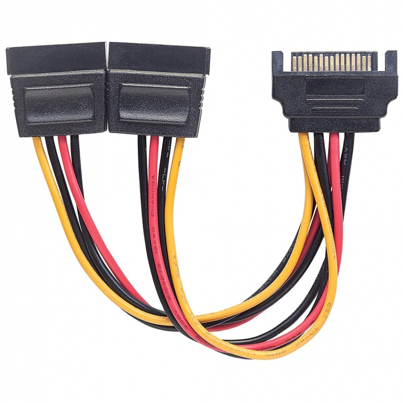 CABLE MANHATTAN DE ALIMENTACION DIVISOR Y SATA 0.15M X2 1 MACHO A 2 HEMBRA, 354554