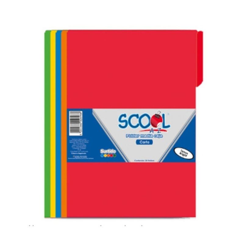 FOLDER SCOOL BRIGHT 3820 COLORES SURTIDOS TAMAÑO CARTA CON 25 PZAS 3820