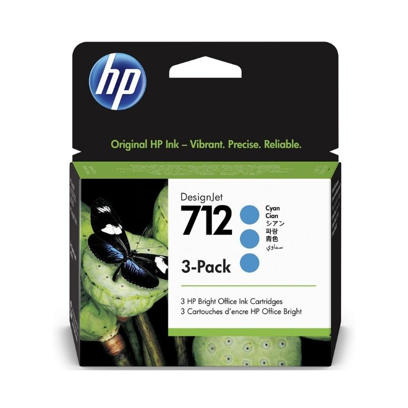 CARTUCHO HP MOD 712, DESIGNJET CYAN, 3 PACK DE 29ML, 3ED77A