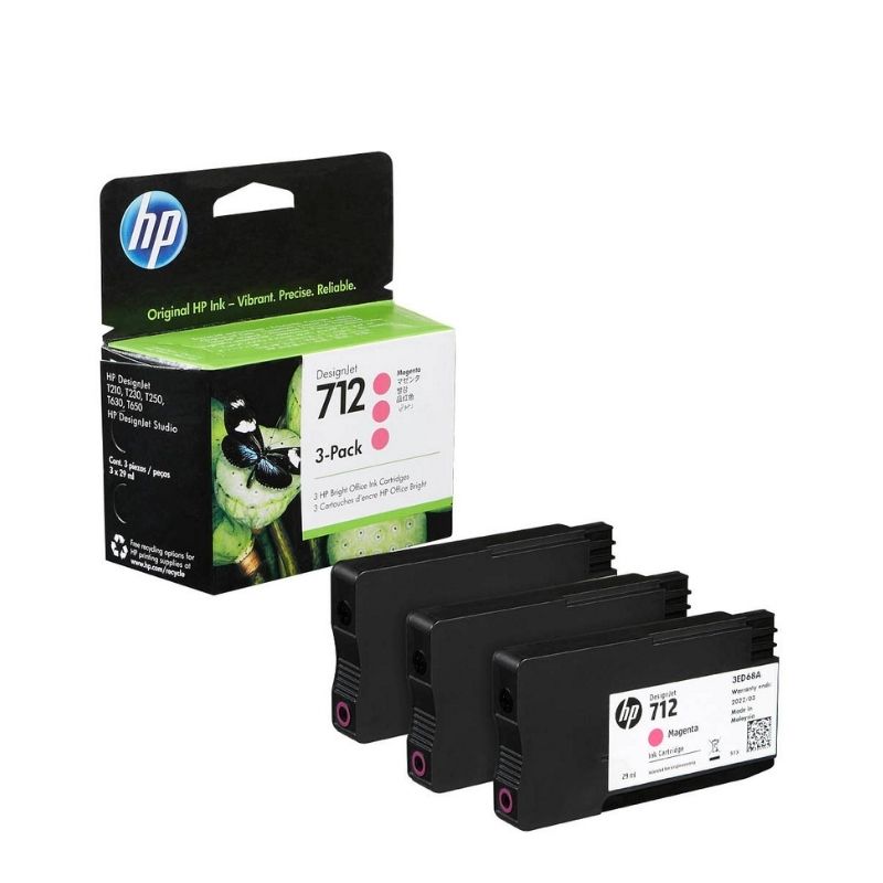CARTUCHO HP MOD 712, DESIGNJET MAGENTA, 3 PACK DE 29ML, 3ED78A