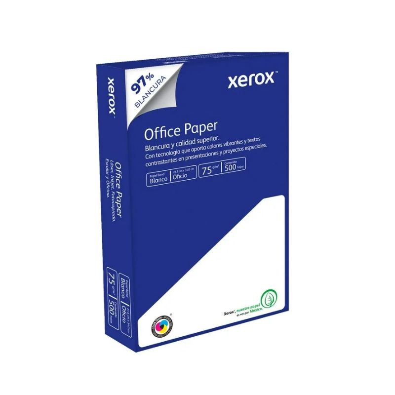 HOJA DE PAPEL BOND XEROX TAMAÑO OFICIO PAQUETES DE 500 HOJAS 75GRS 97% BLANCURA   3M2021PAQ