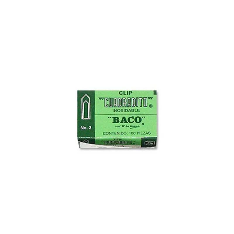 CLIP BACO MOD CUADRITO NO.3 NIQUELADO CON 100 PIEZAS COLOR CROMO 7501174912081