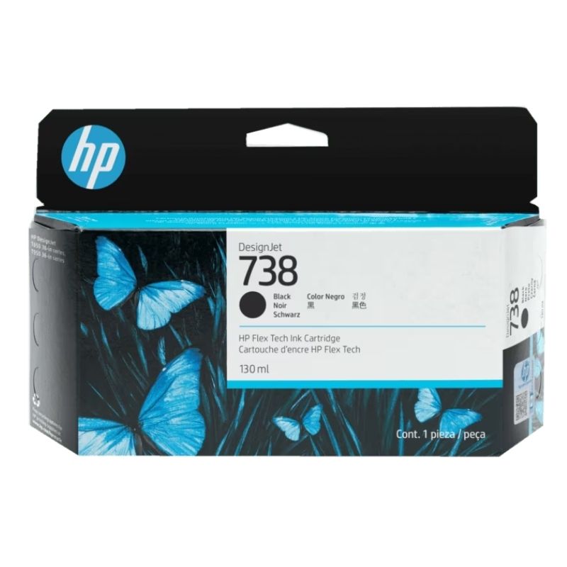 TINTA HP DESIGNJET 738 130ML COLOR NEGRO, 498N4A