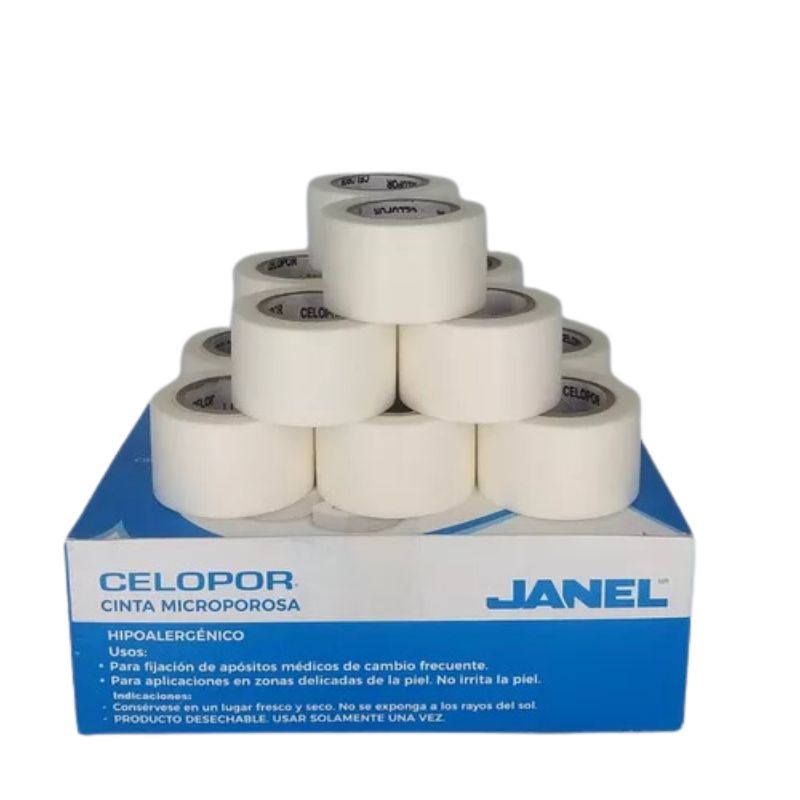 CINTA JANEL MICROPOROSA CELOPOR 1 PLG (2.54CMX10M) POR PZA   7501035117044
