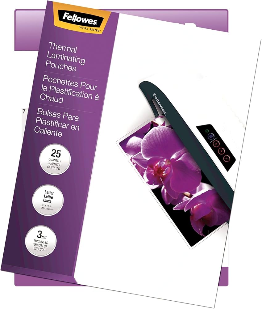 BOLSA DE LAMINACION FELLOWES TAMAÑO CARTA MODELO 5200501 DE 3ML CON 25 PIEZAS, 5200501 CRC52005