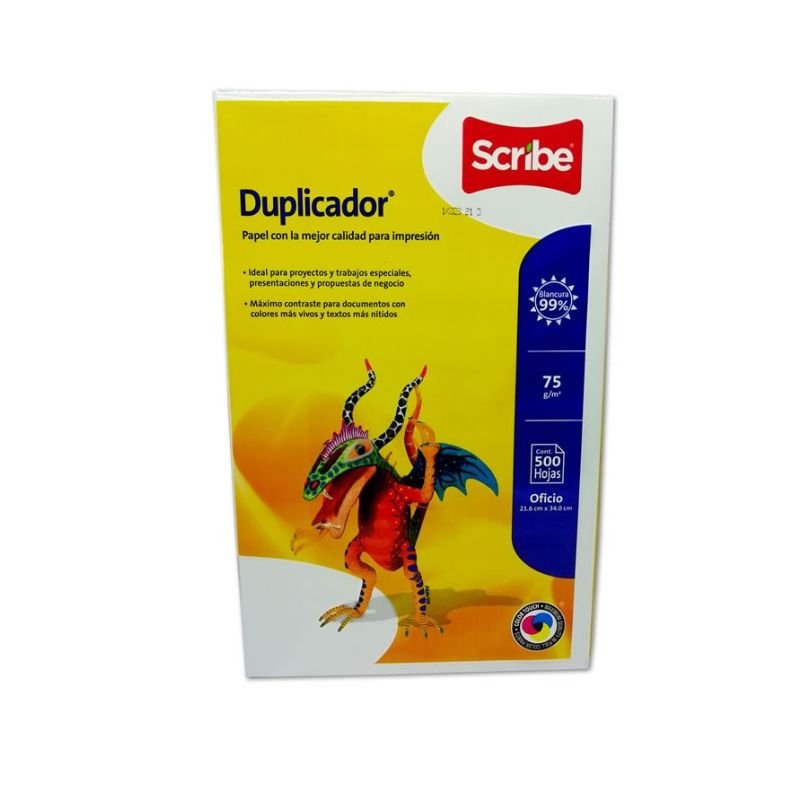 HOJA DE PAPEL SCRIBE DUPO2000 DUPLICADOR T/OFICIO 75 GRS 98% DE BLANCURA PAQUETE C/500HOJAS    52ARJ PQT