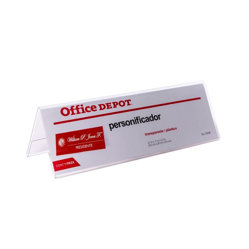 PERSONIFICADOR OFFICE DEPOT 56536, ACRILICO, TRANSPARENTE, MEDIDAS 15CM X 5CM    56536