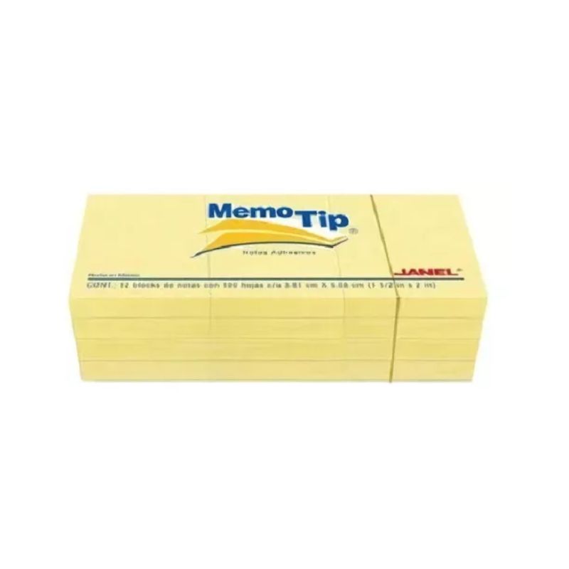 NOTAS ADHESIVAS JANEL MOD 02204 MEMOTIP DE 3.81X5.08 CM (1.5X2 IN) COLOR AMARILLO CON 100 HOJAS EL BLOCK 6560102204