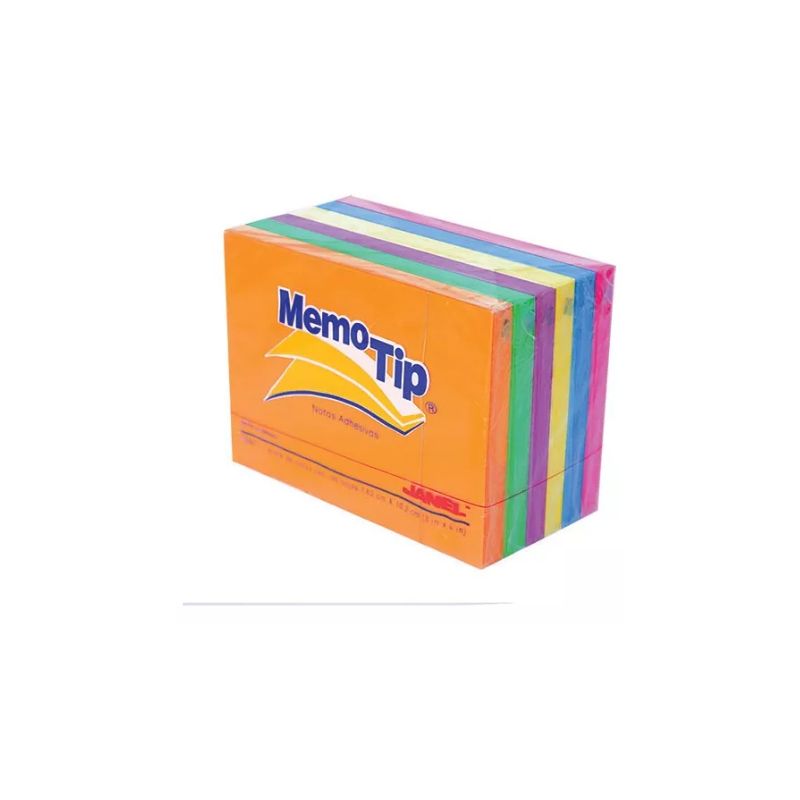 NOTAS ADHESIVAS JANEL MEMO TIP NEON 3"X4"(7.62CM X10.16CM) COLORES SURTIDOS PAQ 6 BLOCKS CON 100 HOJAS C/U 6560304797