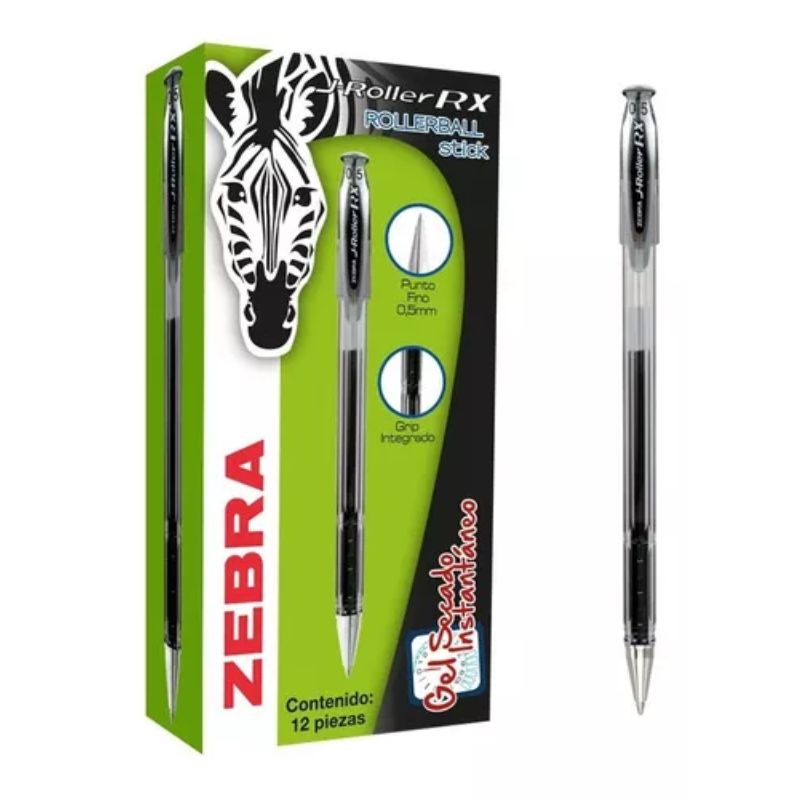 BOLIGRAFO ZEBRA MOD 8600 GEL J-ROLLER RX FINO .5MM NEGRO 7501901686001