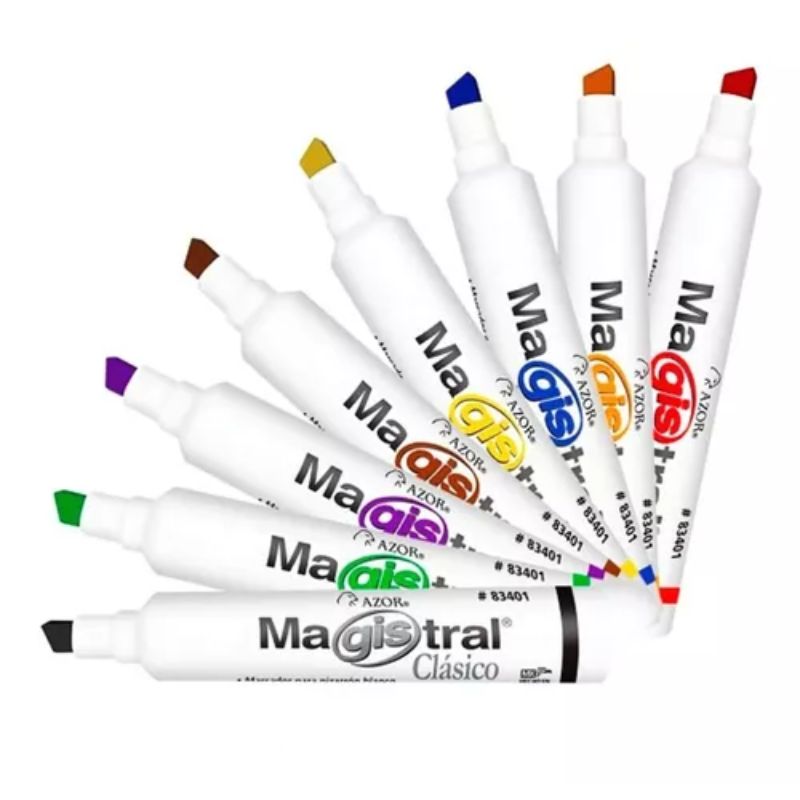 MARCADOR AZOR MAGISTRAL, MARCADOR PARA PIZARRON, DIVERSOS COLORES PAQ DE 8 PZAS 83478 7501428706435