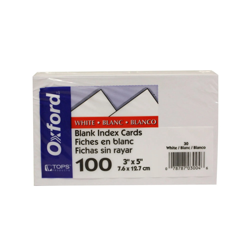 TARJETA OXFORD TARJETA DE CARTULINA BRISTOL COLOR BLANCO DE 3X5 (FICHA BIBLIOGRÁFICA)    78787030046