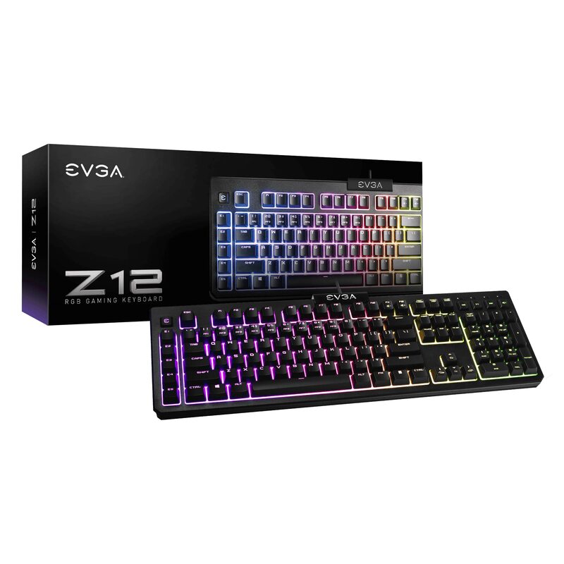 TECLADO GAMER EVGA Z12 GAMING, ILUMINACION RGB, USB COLOR NEGRO 834-W0-12US-KR