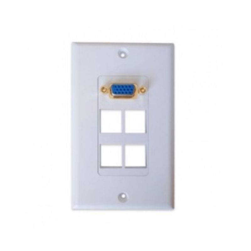 PLACA DE PARED  BROBOTIX 087311 TAPA SVGA 1 PUERTO HEMBRA + 4 CAVIDADES   087311