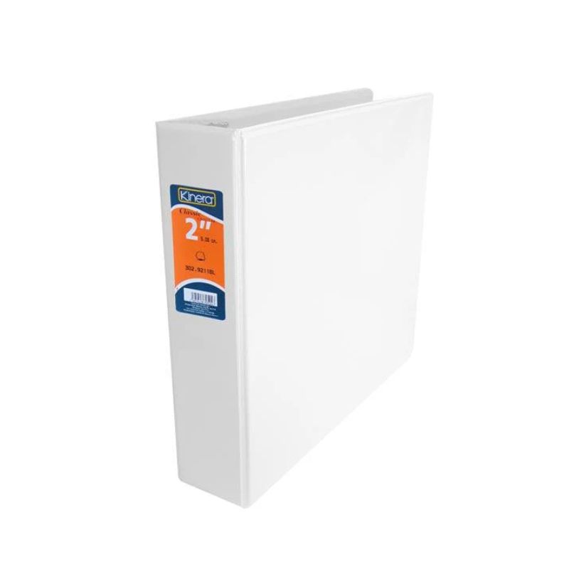 CARPETA AZOR MOD 9221BL KINERA 2 PULGADA DE VINIL, TAMAÑO OFICIO, 3 ARILLOS EN O, BLANCA 9221BL