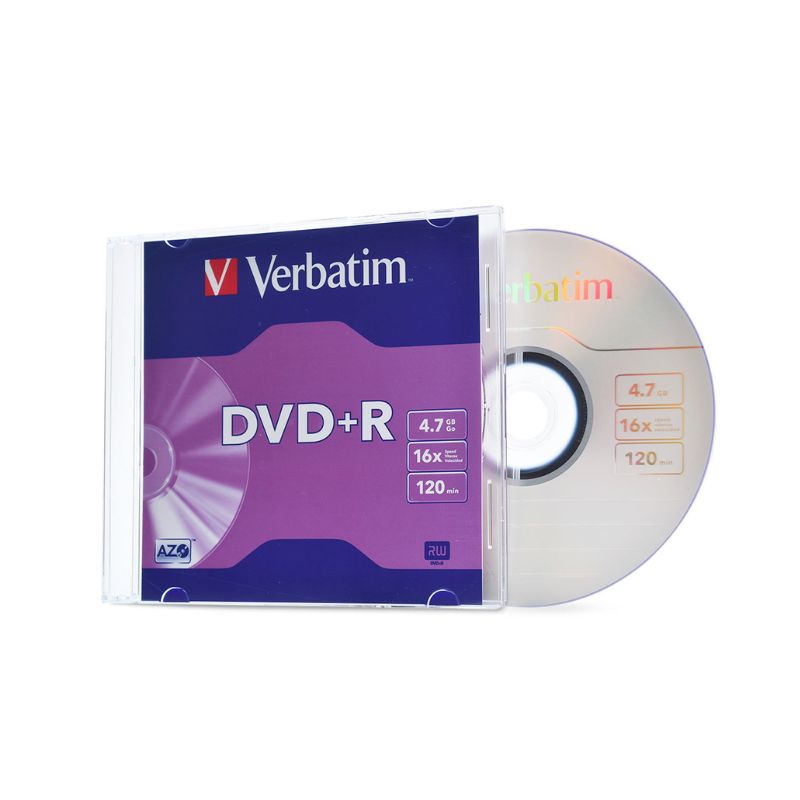 DISCO VERBATIM DVD GRABABLE VERBATIM - DVD+R - 16X - 4.70GB - 1 PAQUETE(S) FUNDAS DELGADAS - 120MM - 2HORA(S) TIEMPO MAXIMO DE GRABACION 95059