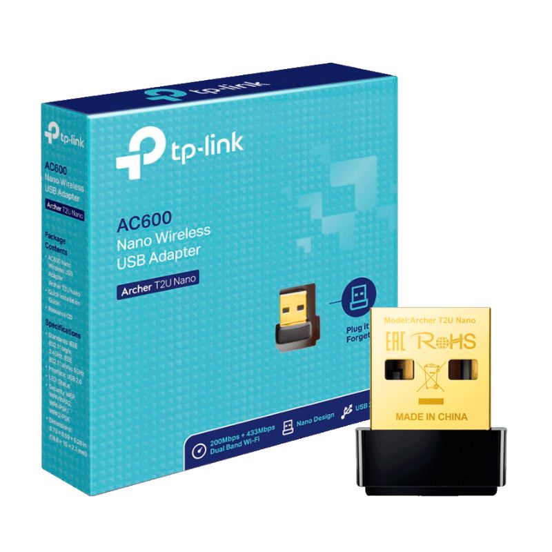TARJETA DE RED USB TP-LINK ARCHER T2U NANO DUAL BAND AC600  5GHZ 433MBPS 2.4GHZ 150MBPS 802.11AC /A /N /G /B     ARCHER T2U NANO 0152502261