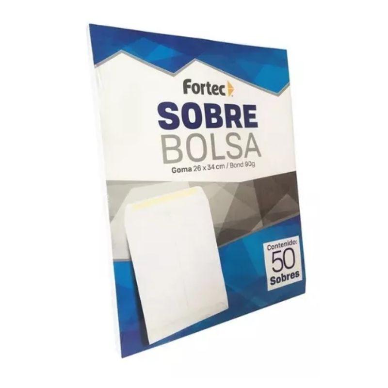 SOBRE FORTEC B26BG TIPO BOLSA T/EXTRA OFICIO COLOR BLANCO C/50 PIEZAS B26BG