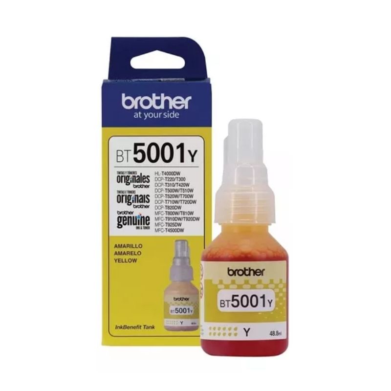 TINTA BROTHER MOD BT5001Y, SERIES DCPT300, DCPT500W, DCPT700W, MFCT800W, 5000 PAGINAS AMARILLA BT5001Y