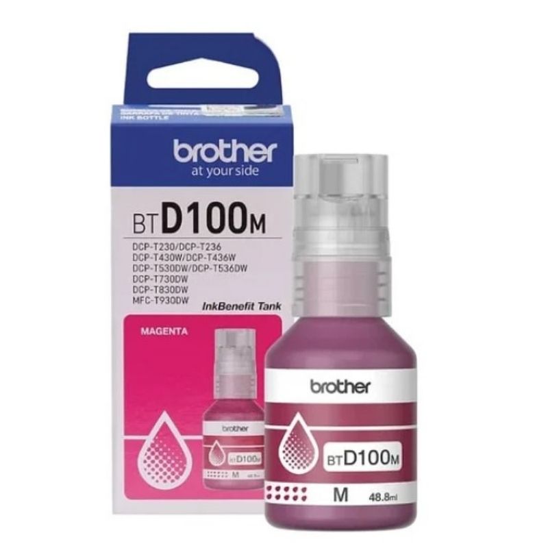 BOTELLA DE TINTA BROTHER BTD100M MAGENTA, RENDIMIENTO APROXIMADO 5,000 PÁGINAS, COMPATIBLE CON DCPT230, DCPT530DW, DCPT730DW, MFCT930DW BTD100M