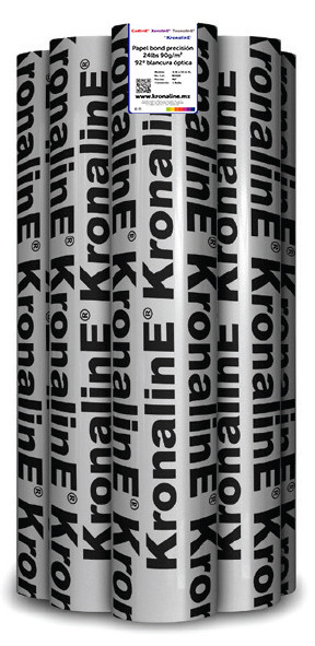 ROLLO DE PAPEL KRONALINE MOD BX406 PRECISION PAPEL BOND PARA INK-JET Y DIBUJO N2" 24lb 90g/m2 92° BLANCURA 0.61X50 M BX406